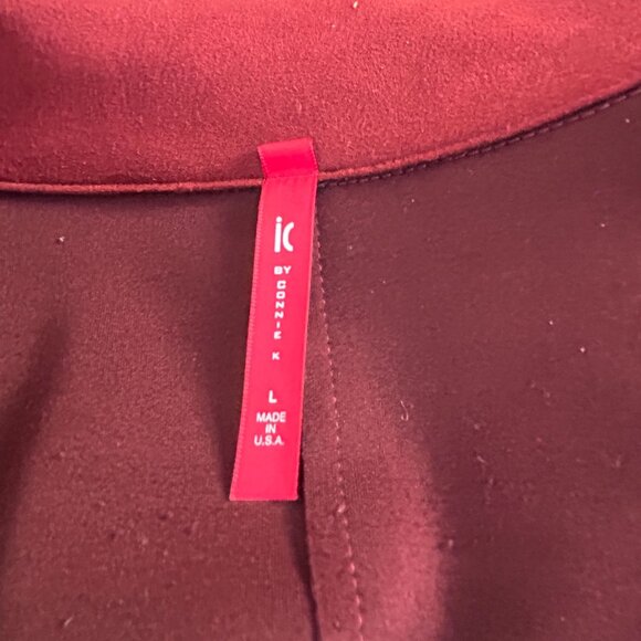 IC by Connie K Womens Red Coat Jacket Large Flared Sleeve Strap Detail Zip Artsy - Picture 3 of 9